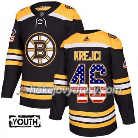 Dětské Hokejový Dres Boston Bruins David Krejci 46 2017-2018 USA Flag Fashion Černá Adidas Authentic